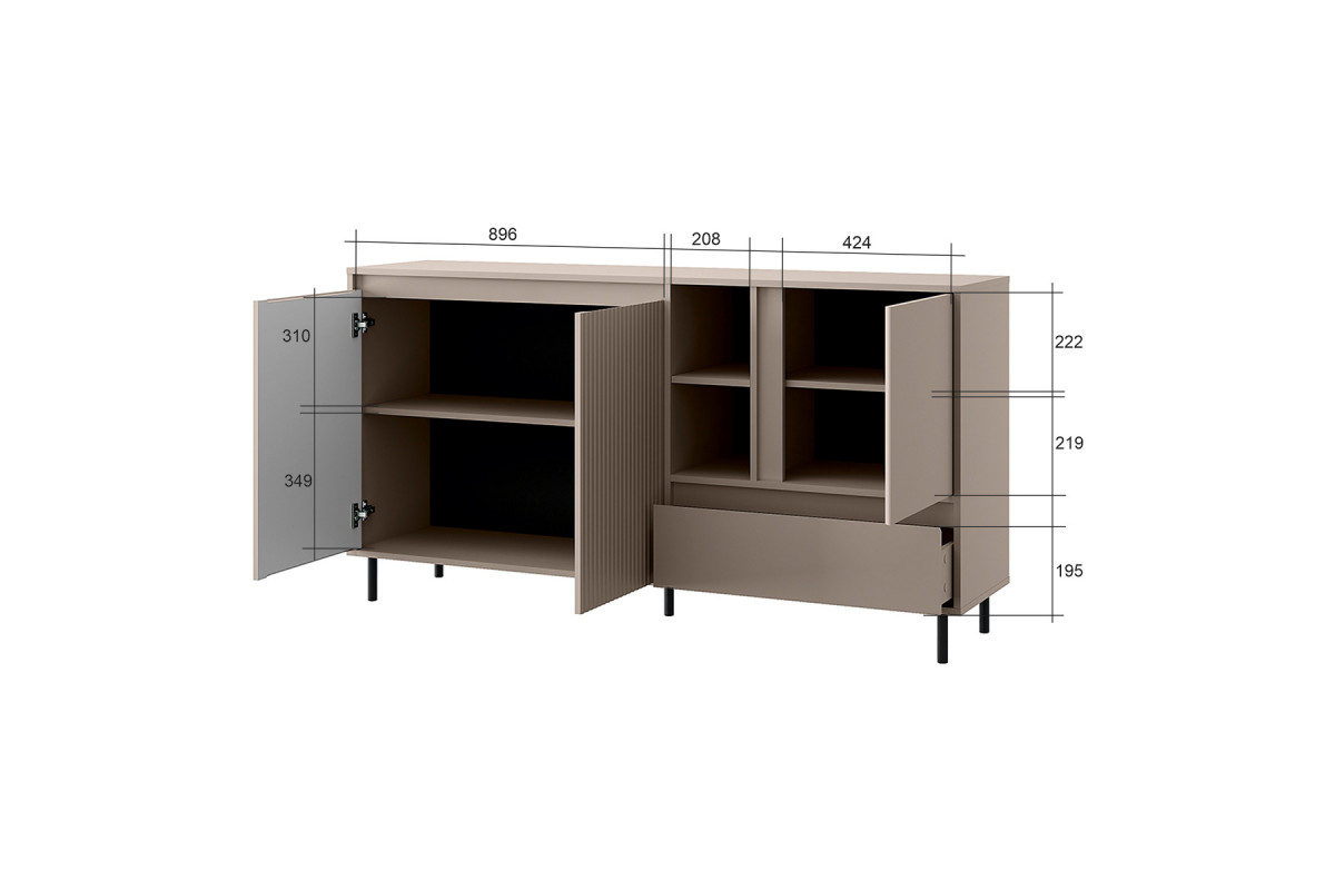 MONA Тумба 3D1S2N. Цвет ГЛИНЯНЫЙ СЕРЫЙ