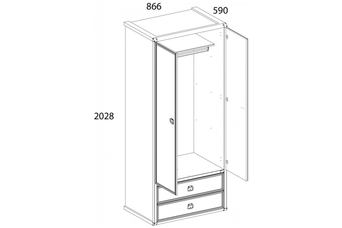 Шкаф 2DG2S, MAGELLAN, цвет Сосна винтаж Шкаф 2DG2S, MAGELLAN, цвет Сосна винтаж