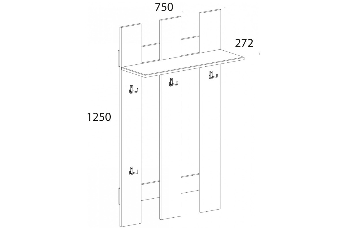 DOORSET, Вешалка 75. Цвет ДУБ НАВАРРА