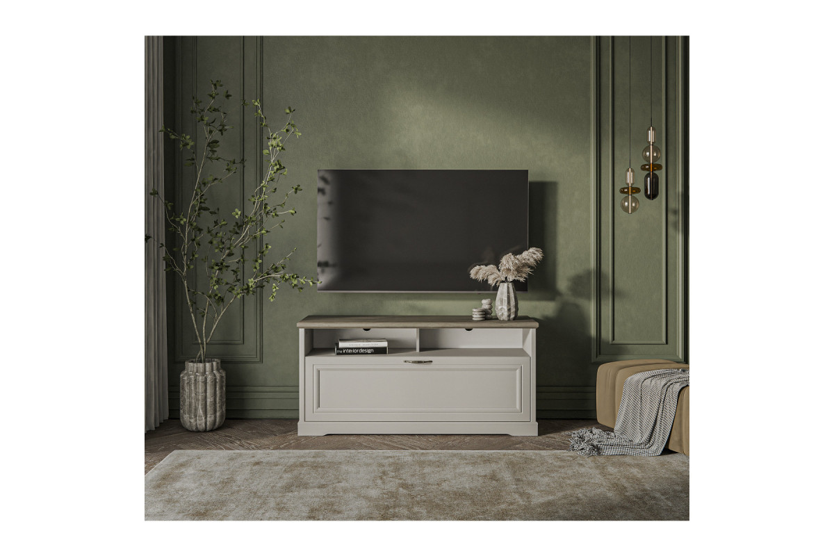 TOSCANA NEW, Тумба RTV 1D2N. Цвет ПЕРСИДСКИЙ ЖЕМЧУГ/КАНЬОН