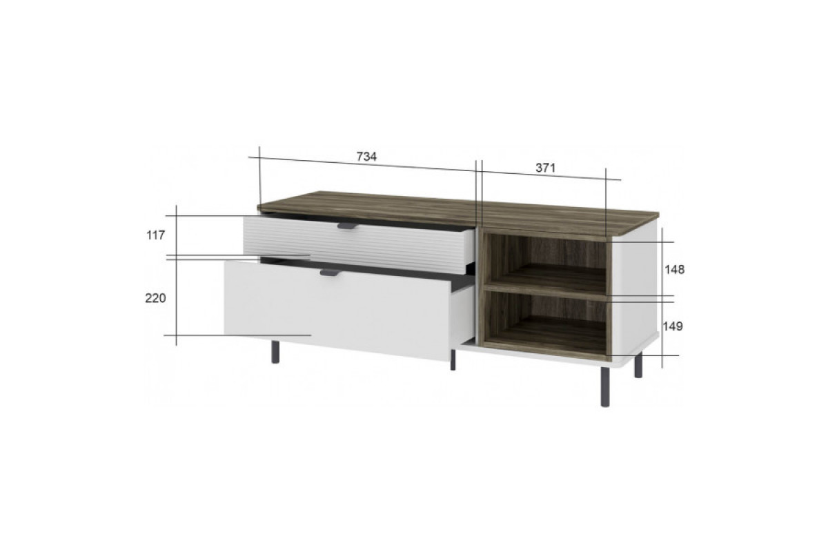 SIMPLE, Тумба RTV 2S2N. Цвет БЕЛЫЙ / МОНТЕ / ДЖЕЛАТО SIMPLE, Тумба RTV 2S2N. Цвет БЕЛЫЙ / МОНТЕ / ДЖЕЛАТО
