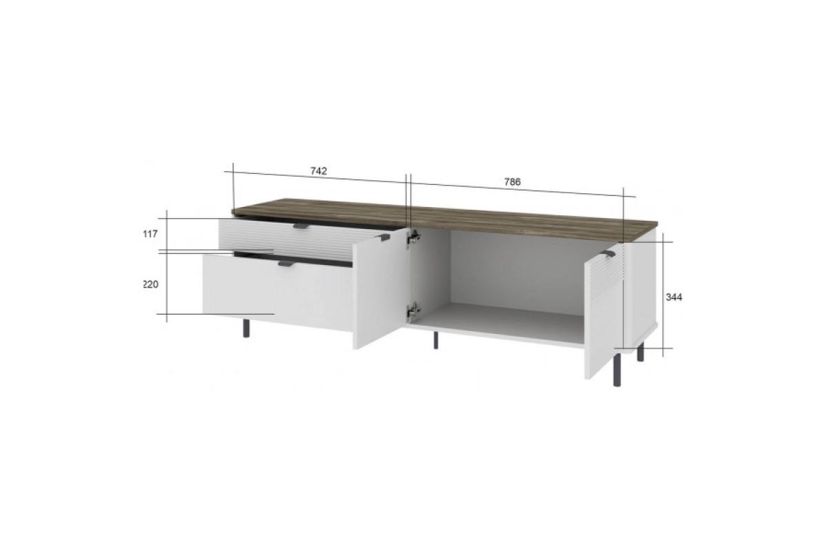 SIMPLE, Тумба RTV 2D2S. Цвет БЕЛЫЙ / МОНТЕ / ДЖЕЛАТО