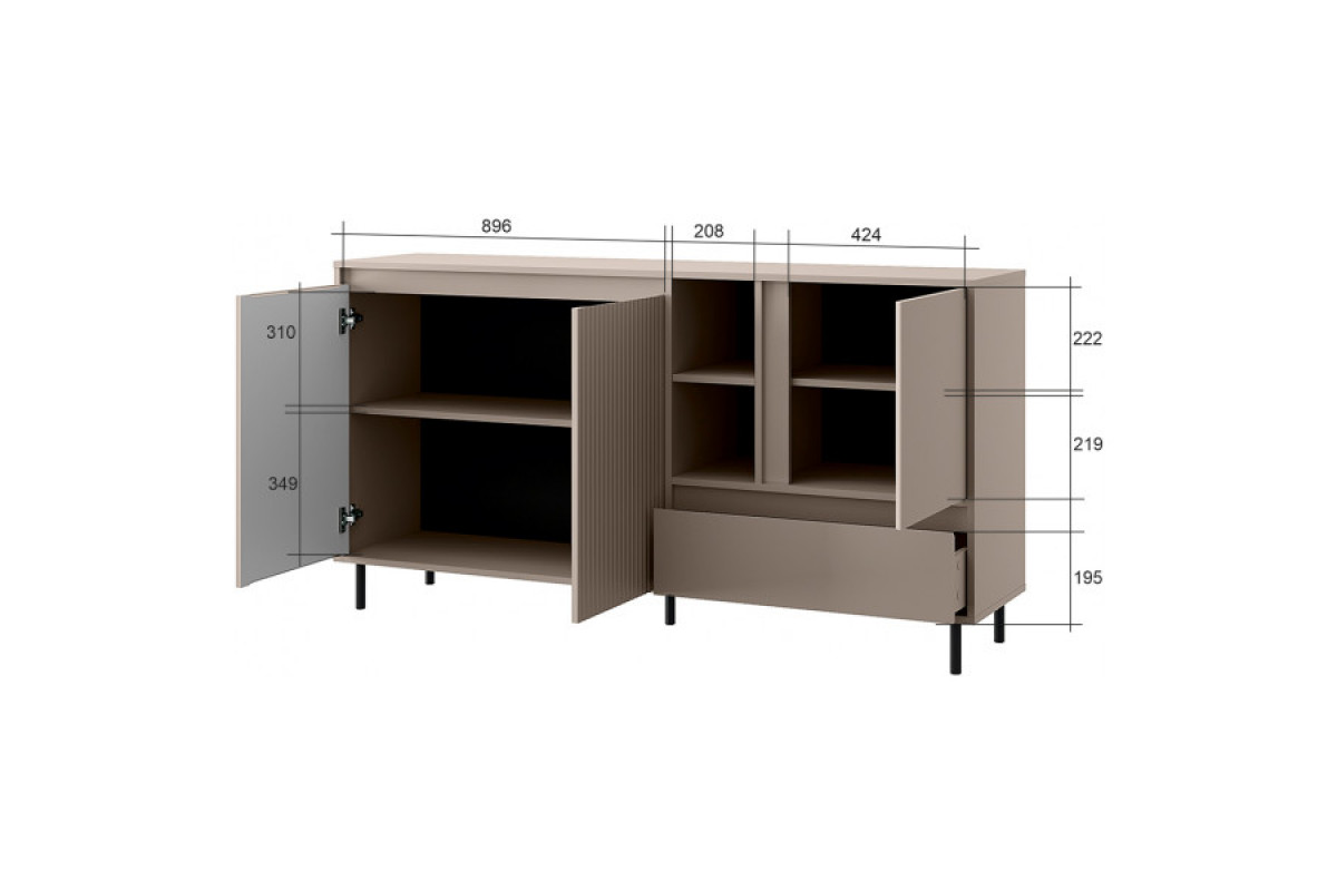 MONA Тумба 3D1S2N. Цвет ГЛИНЯНЫЙ СЕРЫЙ