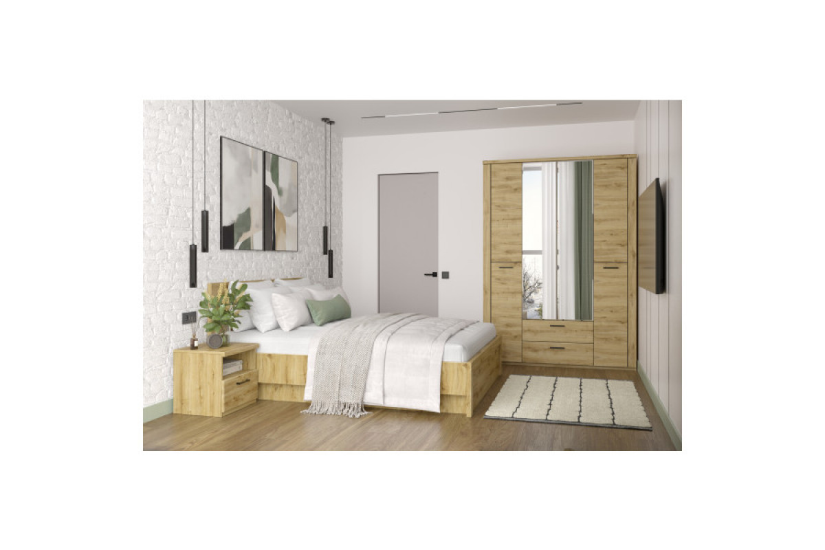 DOORSET, Кровать 160 с подъемником. Цвет ДУБ НАВАРРА
