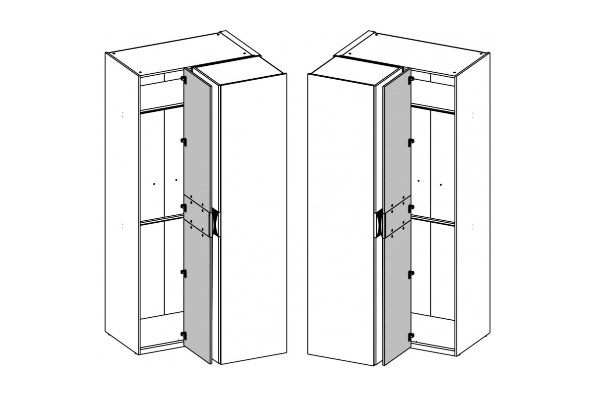 SIMPLE, Шкаф угловой 1DG. Цвет БЕЛЫЙ / МОНТЕ / ДЖЕЛАТО