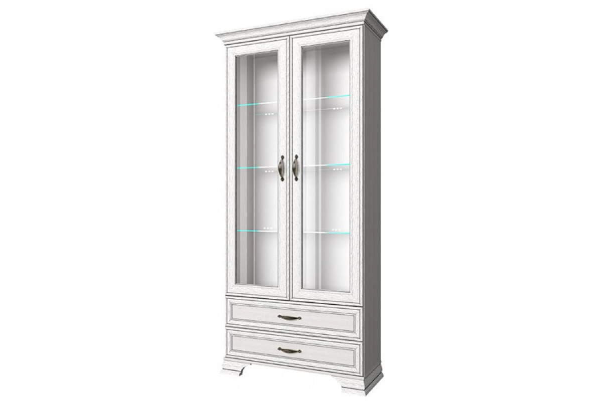 Шкаф с витриной 2V2S, TIFFANY, цвет вудлайн кремовый