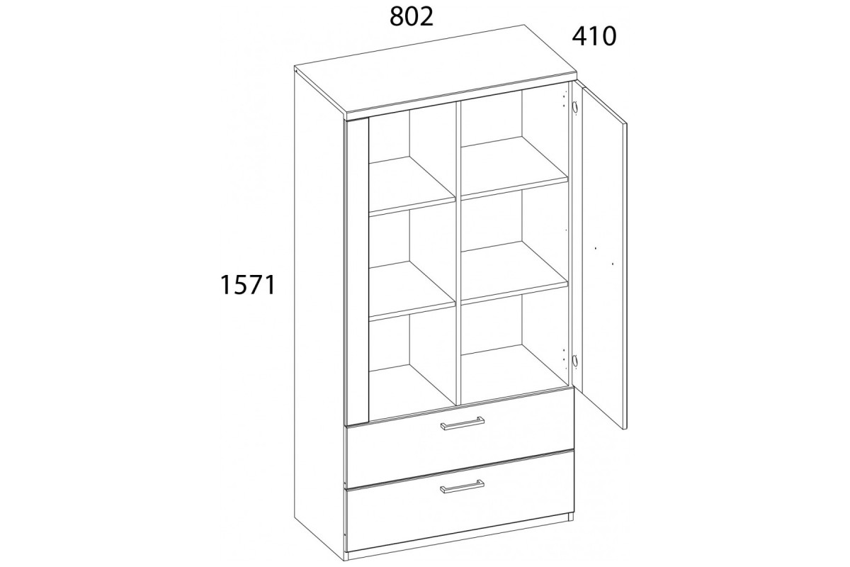 DOORSET, Шкаф 1D2S3N. Цвет ДУБ НАВАРРА DOORSET, Шкаф 1D2S3N. Цвет ДУБ НАВАРРА
