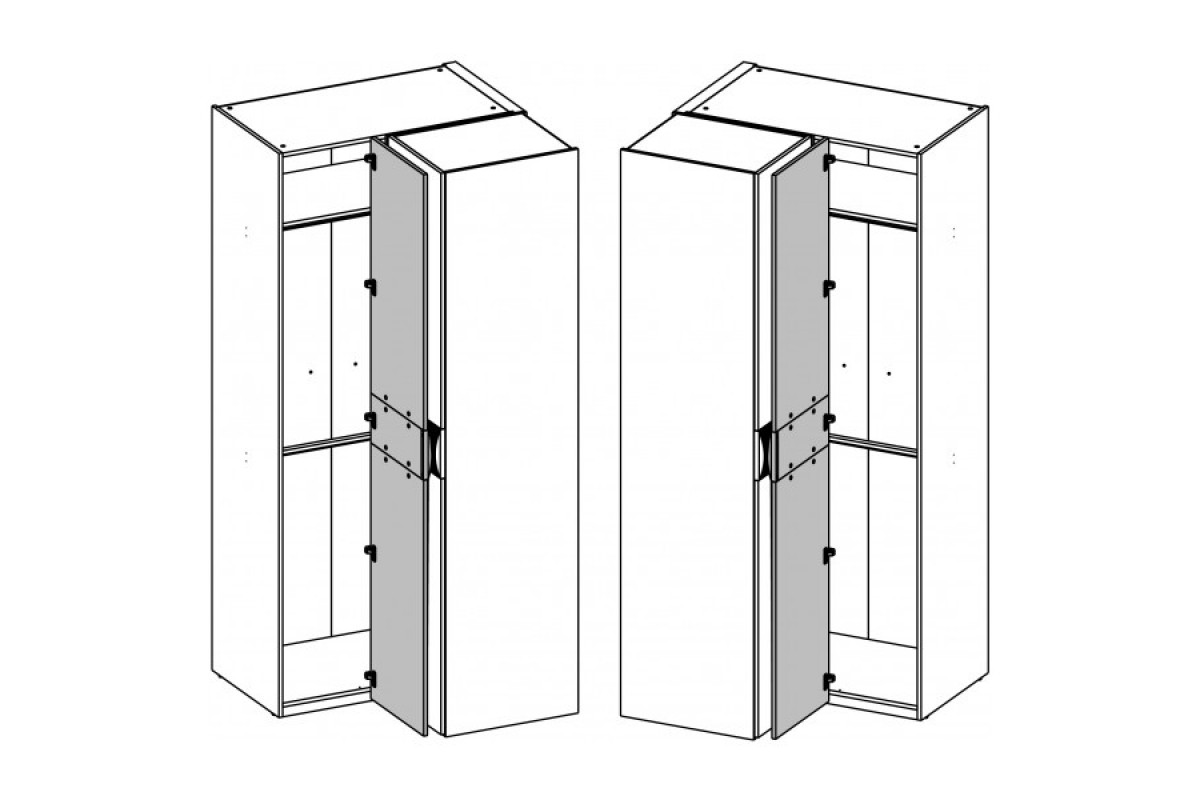 SIMPLE, Шкаф угловой 1DG. Цвет БЕЛЫЙ / МОНТЕ / ДЖЕЛАТО