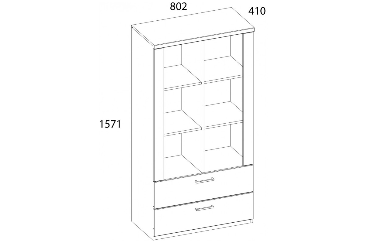 DOORSET, Шкаф открытый 2S6N. Цвет ДУБ НАВАРРА