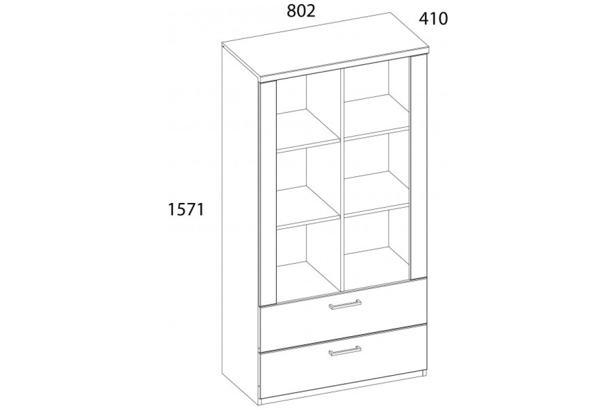 DOORSET, Шкаф открытый 2S6N. Цвет ДУБ НАВАРРА