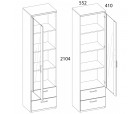 DOORSET, Шкаф с витриной 1V2S. Цвет ДУБ НАВАРРА