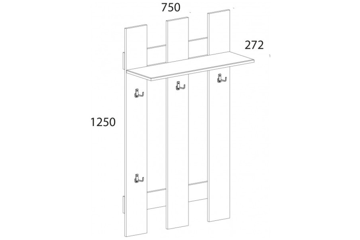 DOORSET, Вешалка 75. Цвет ДУБ НАВАРРА