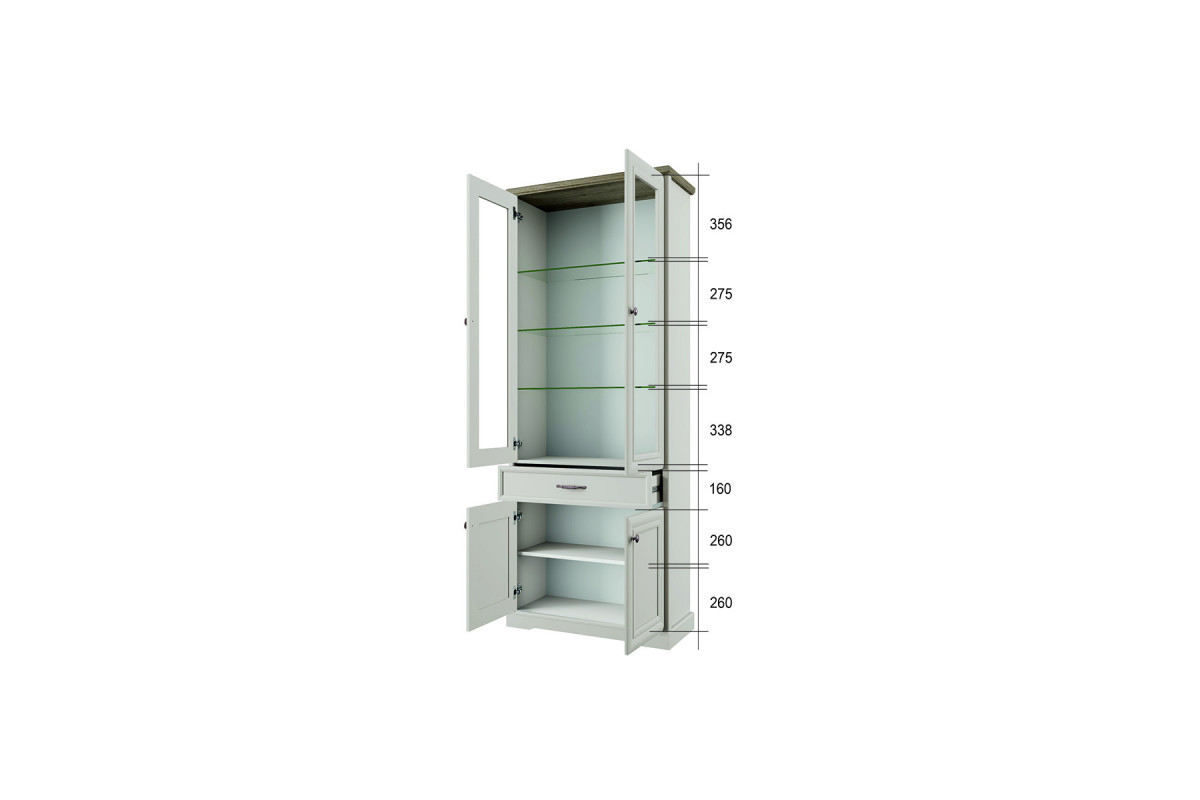TOSCANA NEW, Шкаф с витриной 2V2D1S. Цвет ПЕРСИДСКИЙ ЖЕМЧУГ/КАНЬОН TOSCANA NEW, Шкаф с витриной 2V2D1S. Цвет ПЕРСИДСКИЙ ЖЕМЧУГ/КАНЬОН