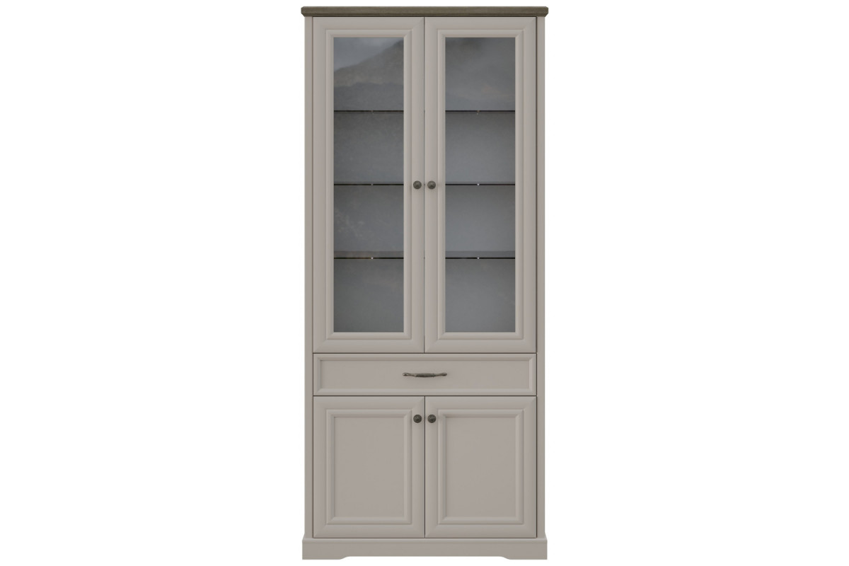 TOSCANA NEW, Шкаф с витриной 2V2D1S. Цвет ПЕРСИДСКИЙ ЖЕМЧУГ/КАНЬОН TOSCANA NEW, Шкаф с витриной 2V2D1S. Цвет ПЕРСИДСКИЙ ЖЕМЧУГ/КАНЬОН