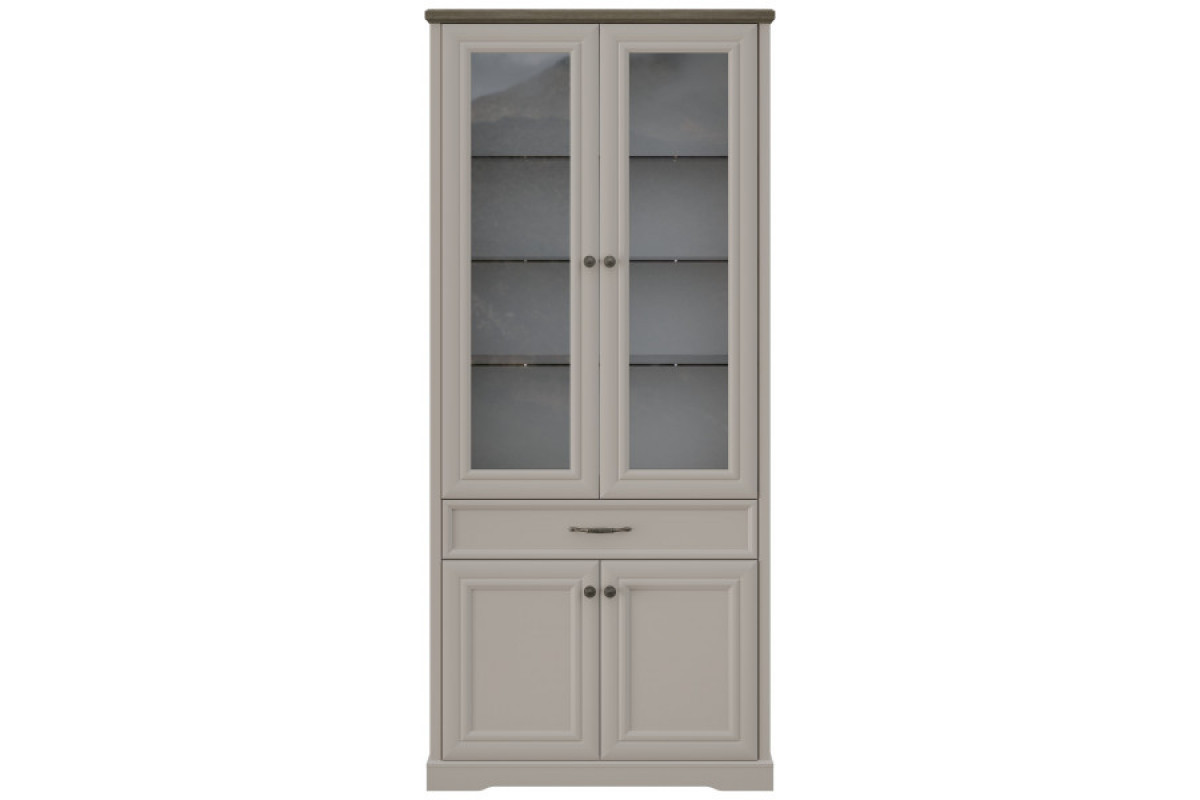 TOSCANA NEW, Шкаф с витриной 2V2D1S. Цвет ПЕРСИДСКИЙ ЖЕМЧУГ/КАНЬОН TOSCANA NEW, Шкаф с витриной 2V2D1S. Цвет ПЕРСИДСКИЙ ЖЕМЧУГ/КАНЬОН