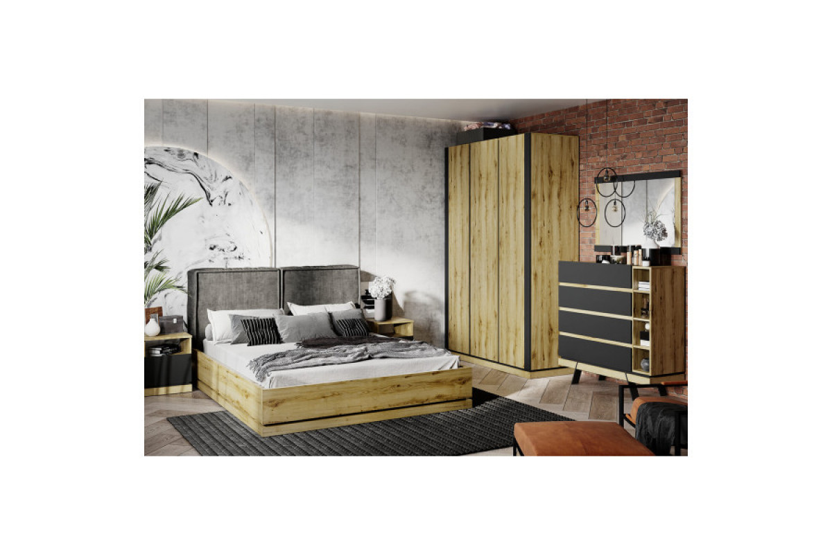 STREET, Кровать 160М с подъёмником. Цвет ДУБ НАВАРРА / ЧЁРНЫЙ STREET, Кровать 160М с подъёмником. Цвет ДУБ НАВАРРА / ЧЁРНЫЙ