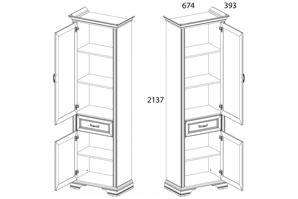 Шкаф 2D1S, MONAKO, цвет Сосна винтаж/дуб анкона