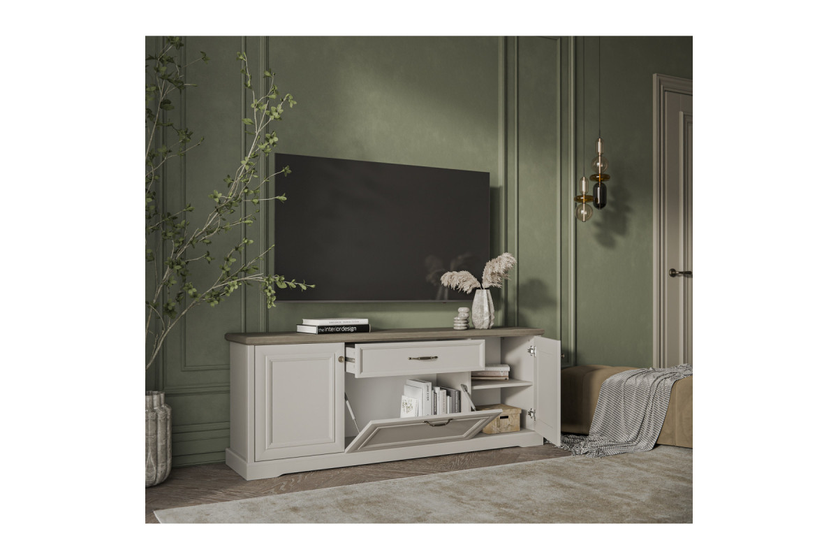 TOSCANA NEW, Тумба RTV 3D1S. Цвет ПЕРСИДСКИЙ ЖЕМЧУГ/КАНЬОН