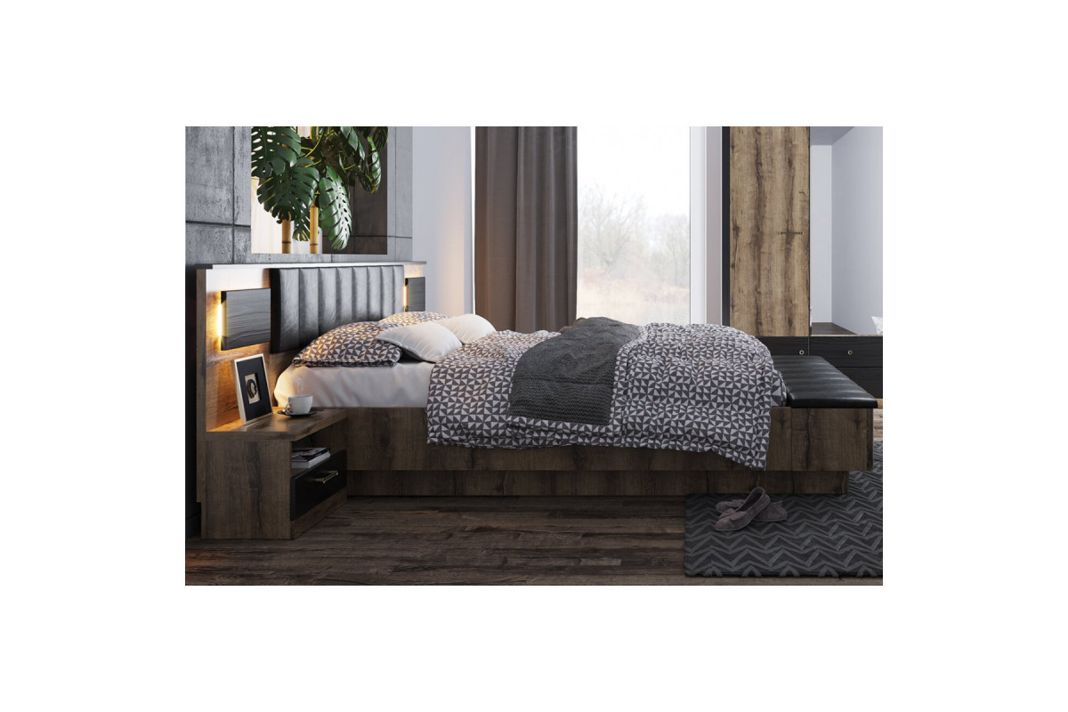 Кровать 160М с подъемником, JAGGER, цвет Дуб монастырский /Черный Кровать 160М с подъемником, JAGGER, цвет Дуб монастырский /Черный