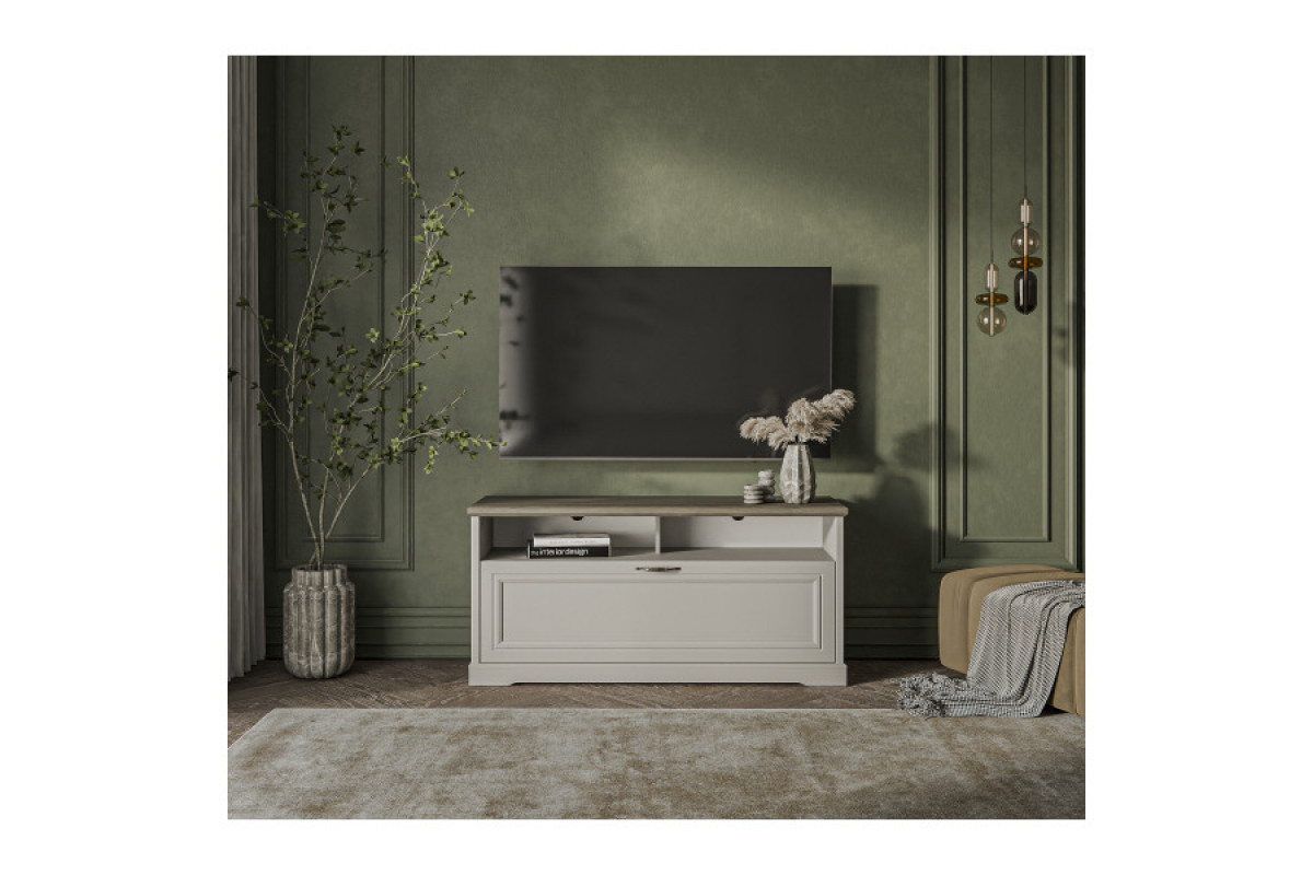 TOSCANA NEW, Тумба RTV 1D2N. Цвет ПЕРСИДСКИЙ ЖЕМЧУГ/КАНЬОН