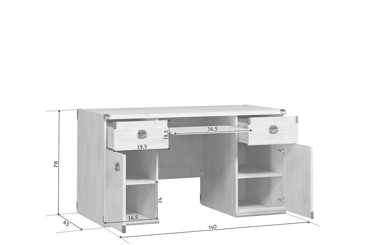 Стол письменный Индиана JBIU2D2S сосна каньон Стол письменный Индиана JBIU2D2S сосна каньон