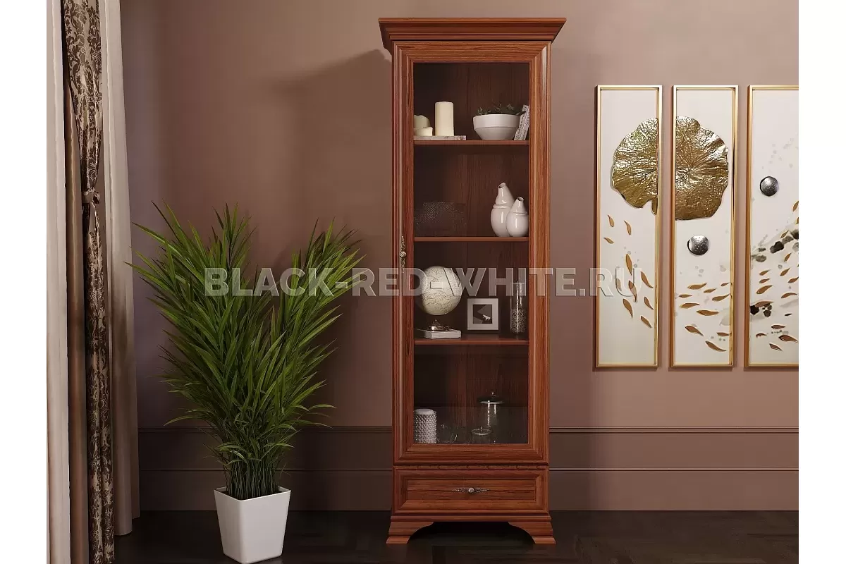 Шкаф с витриной Кентаки REG1W1S каштан