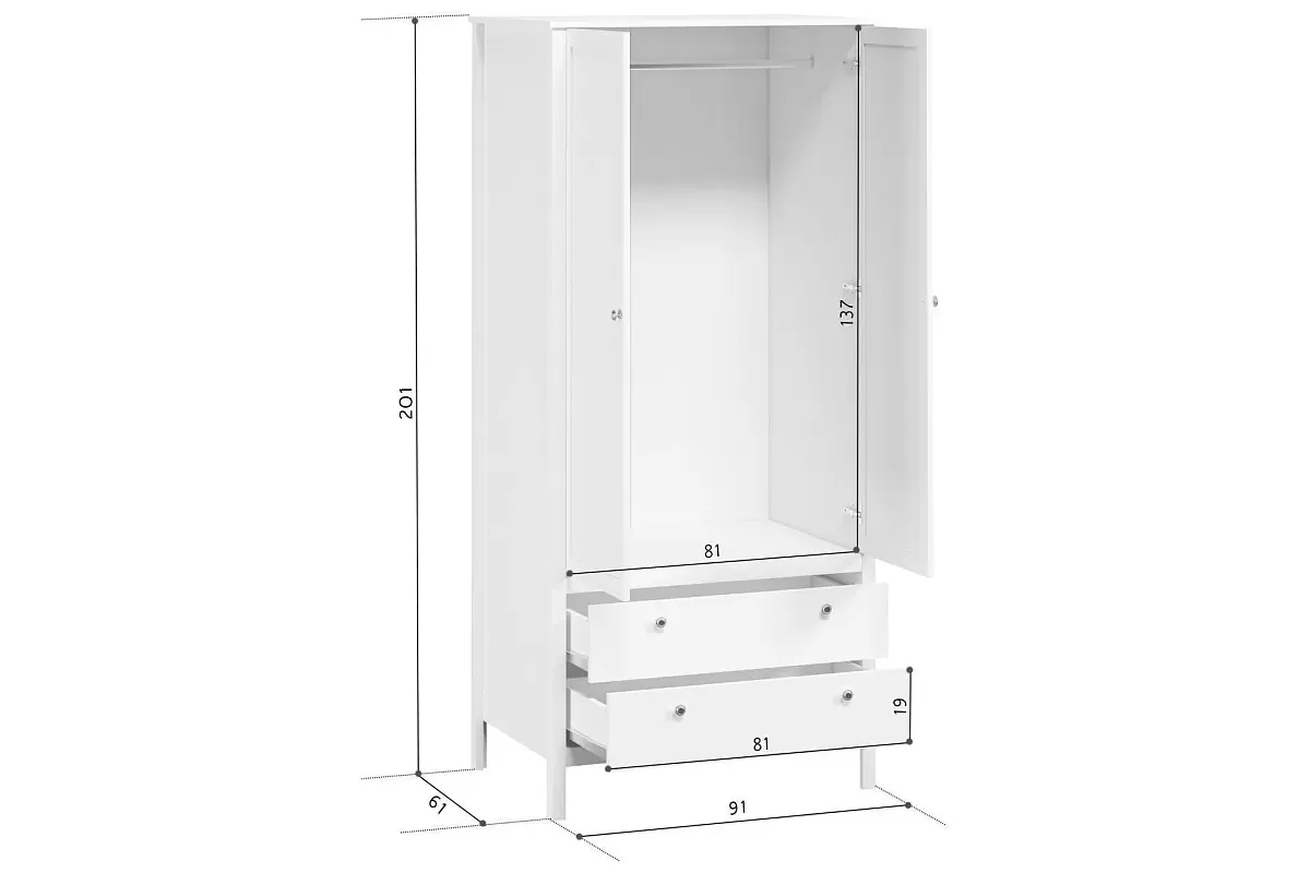 Шкаф Ева (Хельга) SZF2D2S/90 белый Шкаф Ева (Хельга) SZF2D2S/90 белый