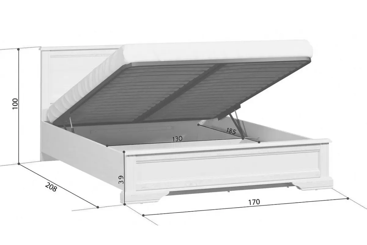 Кровать Стилиус LOZ160х200 с подъемным механизмом (Лиственница сибирская)
