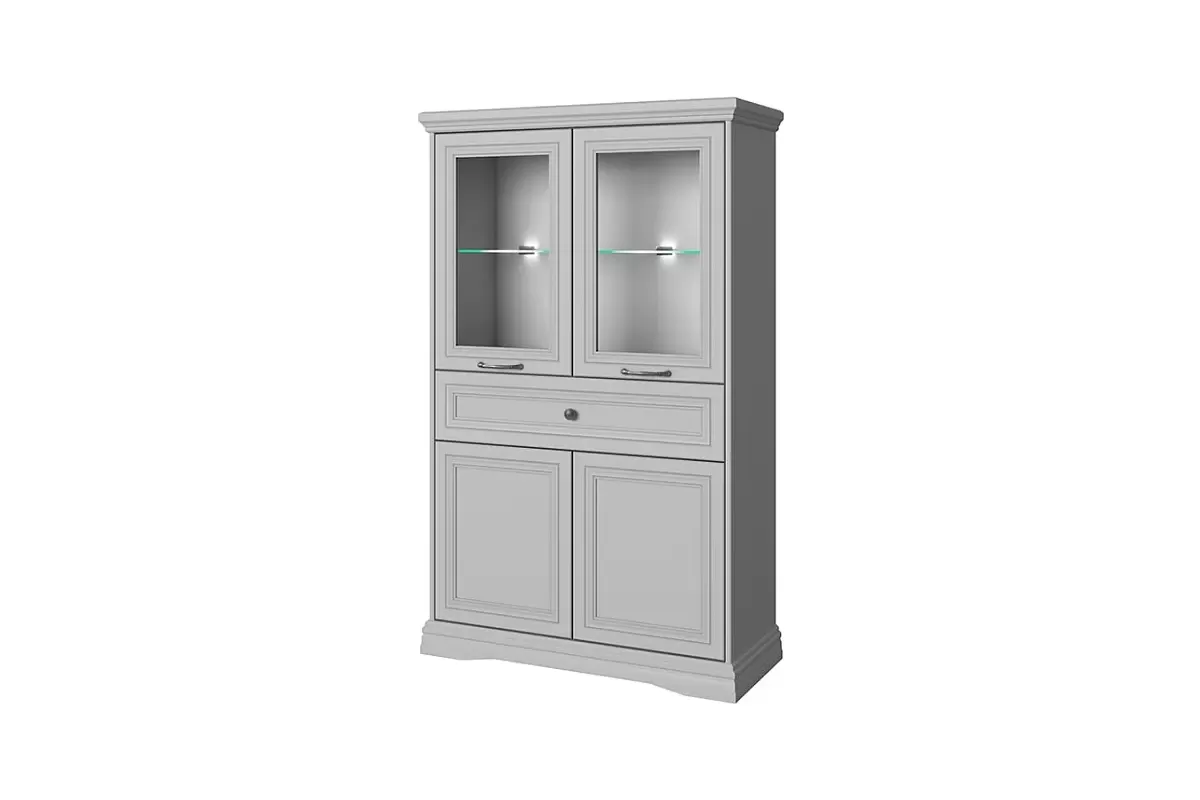 Шкаф с витриной Валенсия 2V2D1S серый Шкаф с витриной Валенсия 2V2D1S серый