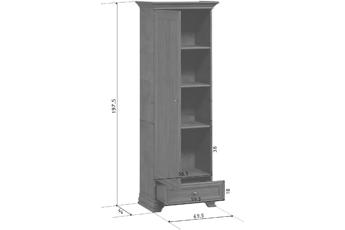 Шкаф Кентаки REG1D1S каштан