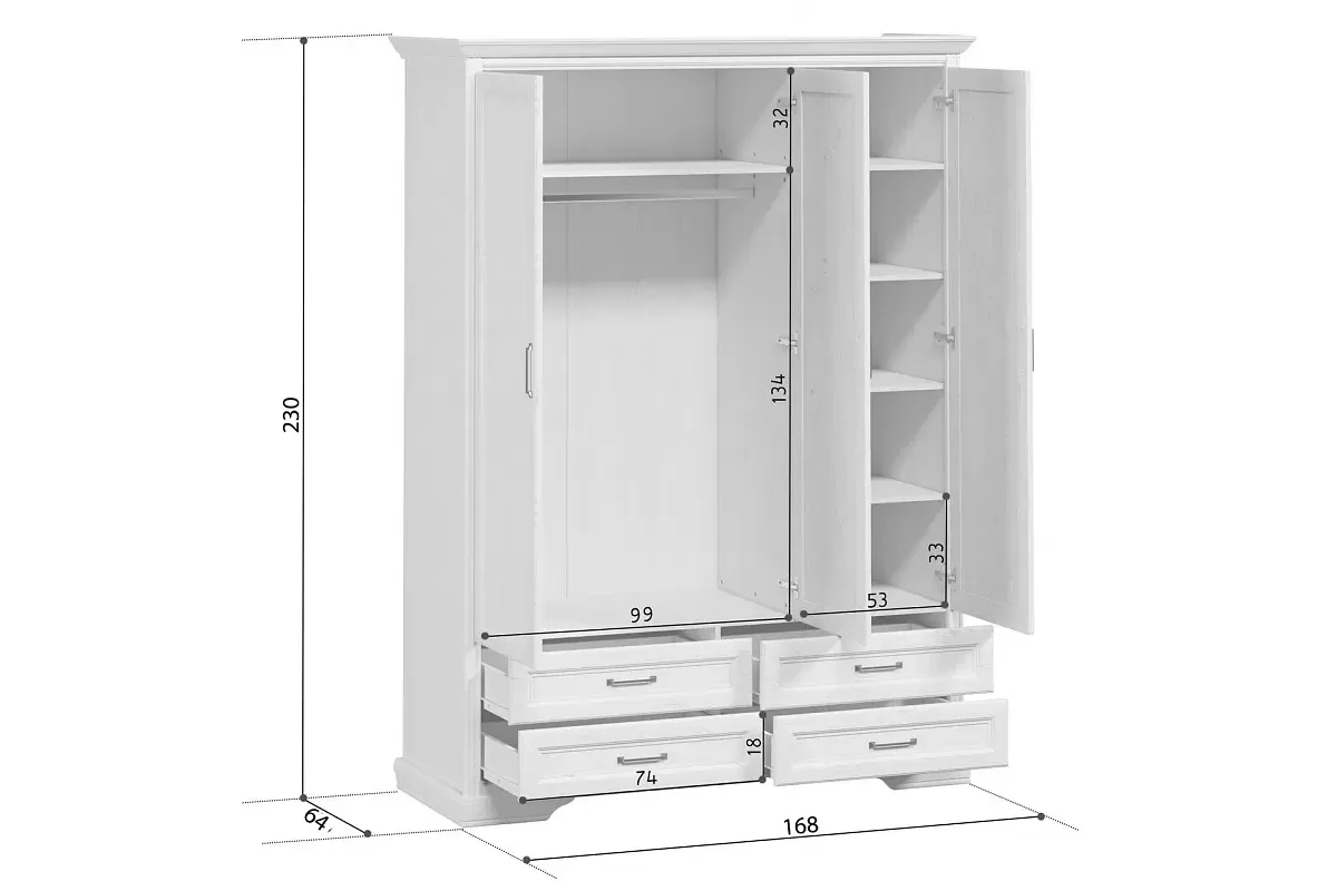 Шкаф Стилиус SZF3D4S (Лиственница сибирская) Шкаф Стилиус SZF3D4S (Лиственница сибирская)