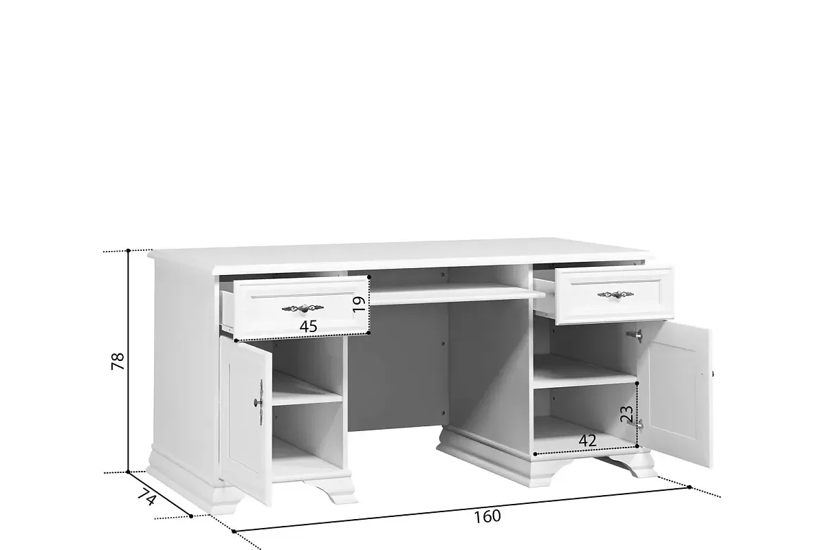 Стол письменный Кентаки BIU2D2S белый