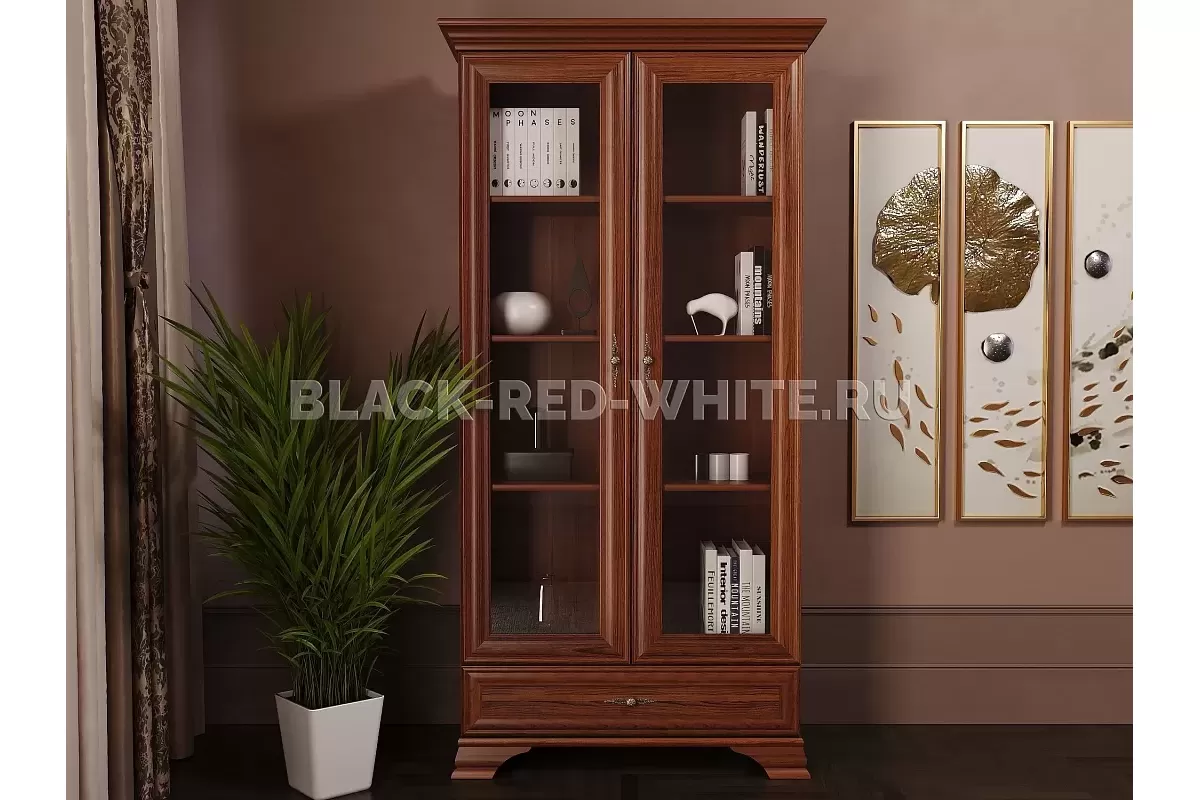 Шкаф с витриной Кентаки REG2W1S каштан