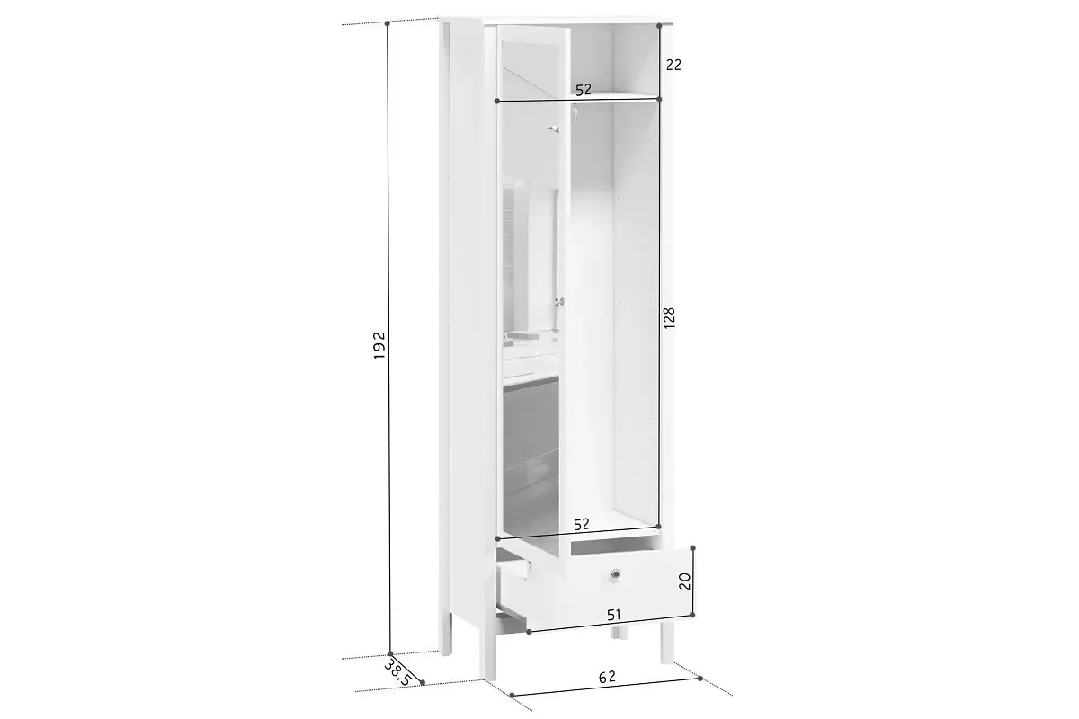 Шкаф Ева (Хельга) SZF1W1S/60 белый