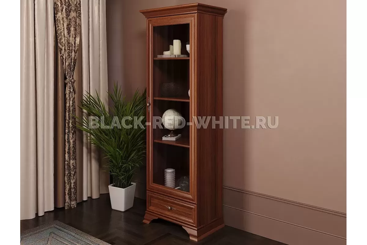 Шкаф с витриной Кентаки REG1W1S каштан