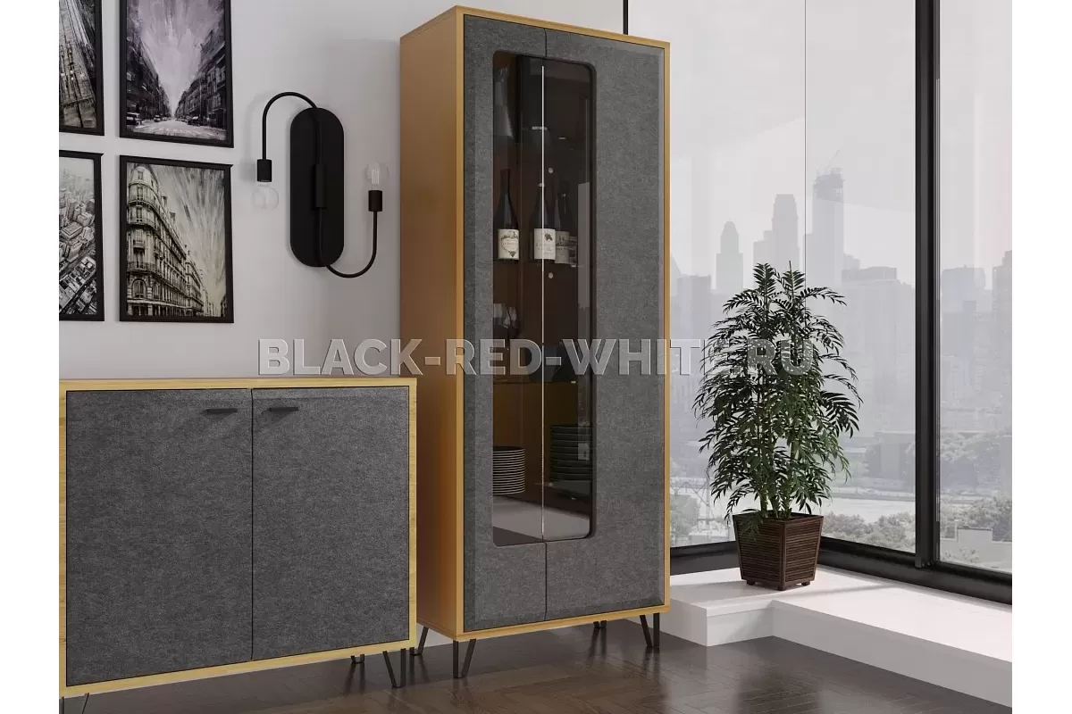 Шкаф с витриной Грейс REG2W с подсветкой