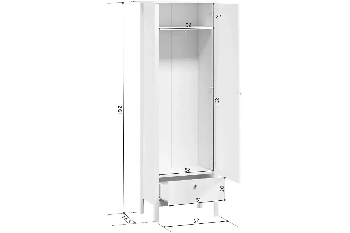 Шкаф Ева (Хельга) SZF1W1S/60 белый