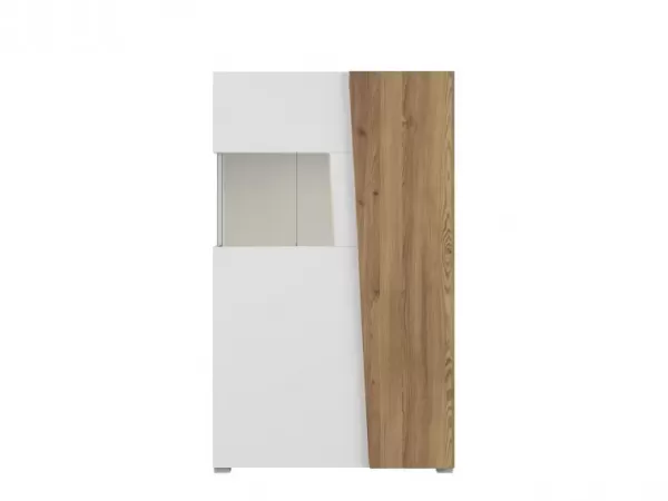 005-1 "Раума" шкаф REG1W1D/14/9 с подсветкой (белый, лиственница сибирская золотая)